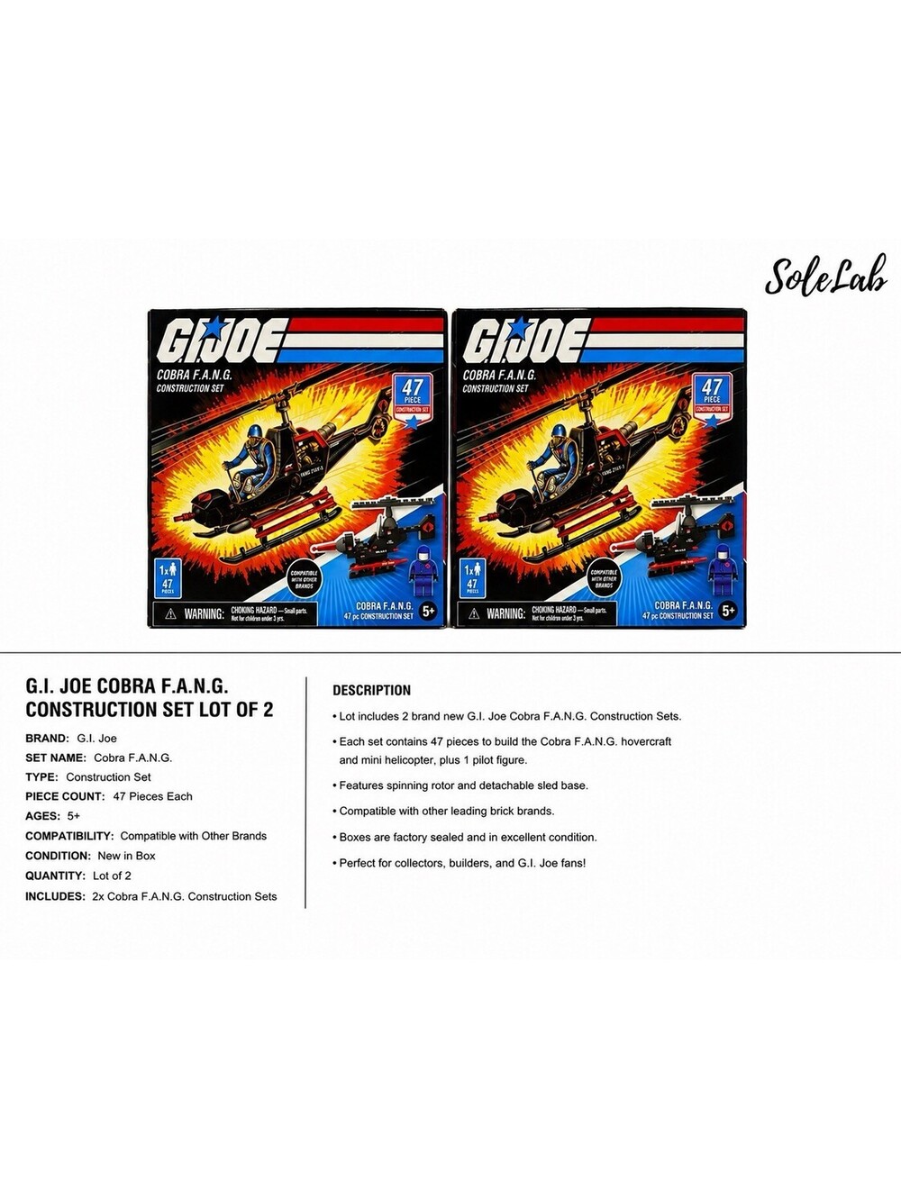 Lot of 2 GI Joe Cobra F.A.N.G. Construction Set 47pc New Sealed Hasbro Rare